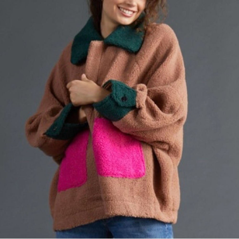 Anthropologie Colorblocked Oversized Jacket